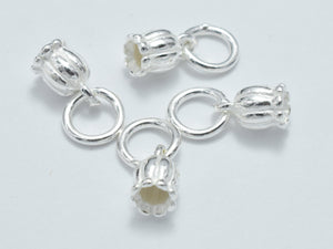 4pcs 925 Sterling Silver Charms, Flower Charms, 6.5x4mm-BeadDirect