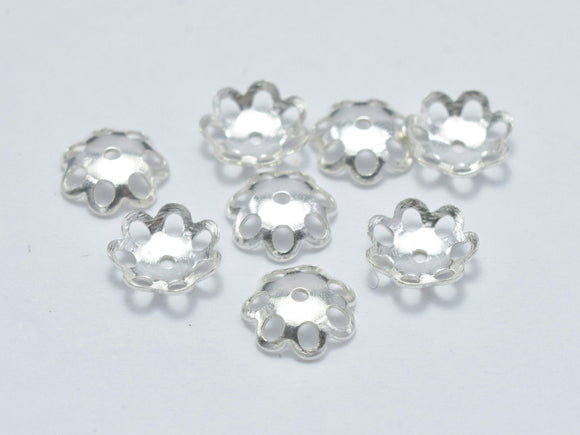 30pcs 925 Sterling Silver Bead Caps, 6mm Flower Bead Caps-Metal Findings & Charms-BeadDirect