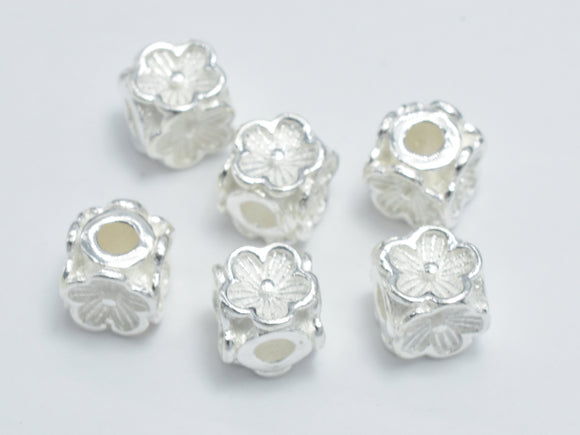 4pcs 925 Sterling Silver Beads, 5x5mm Cube Beads-Metal Findings & Charms-BeadDirect