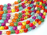 Howlite Skull Beads, Multi-color, 6x8mm-Gems: Round & Faceted-BeadDirect