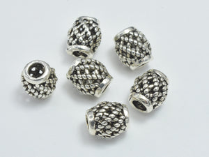 8pcs 925 Sterling Silver Beads-Antique Silver, Drum Beads-Metal Findings & Charms-BeadDirect