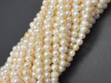 Fresh Water Pearl Beads-White, Potato, Approx. 4-5mm-Pearls & Glass-BeadDirect
