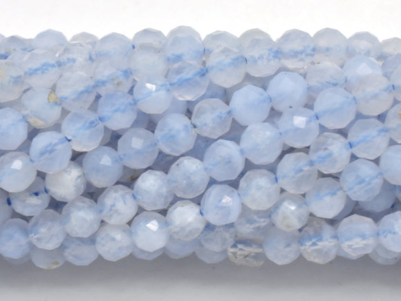 Blue Lace Agate, Blue Chalcedony, 3.5mm Micro Faceted-Gems: Round & Faceted-BeadDirect