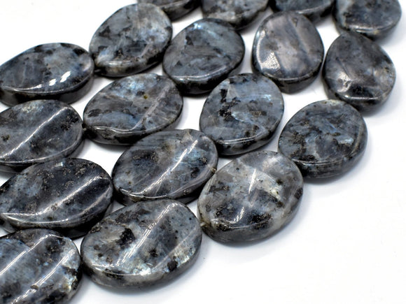 Black Labradorite Beads, Larvikite, 18x25 Twisted Oval Beads-Gems:Assorted Shape-BeadDirect