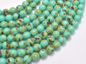 Shell Turquoise Howlite-Green, 6mm (6.5mm)-Gems: Round & Faceted-BeadDirect