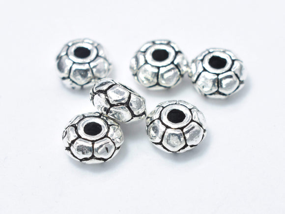 8pcs 925 Sterling Silver Beads-Antique Silver, 5mm Rondelle Beads, Spacer Beads, 5x2.4mm Hole 1.4mm-Metal Findings & Charms-BeadDirect