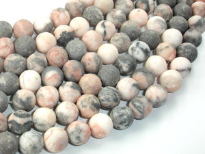 Matte Pink Zebra Jasper, 10mm Round Beads-BeadDirect