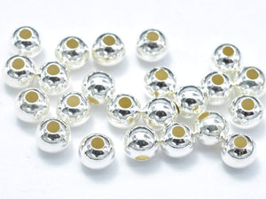 15pcs 925 Sterling Silver Beads, 4mm Round Beads-Metal Findings & Charms-BeadDirect