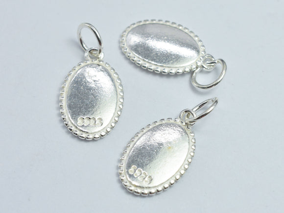 1pc 925 Sterling Silver Charm, Oval Charm, 9.5x15mm-BeadDirect