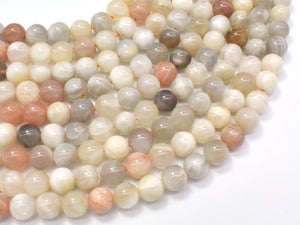 Mixed Moonstone Sunstone-Peach, White, Gray, 8mm (8.3mm) Round-Gems: Round & Faceted-BeadDirect