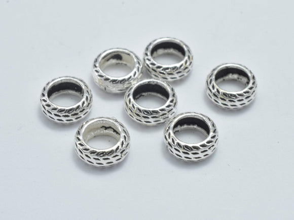 8pcs 925 Sterling Silver Beads-Antique Silver, 6mm Rondelle Beads-Metal Findings & Charms-BeadDirect