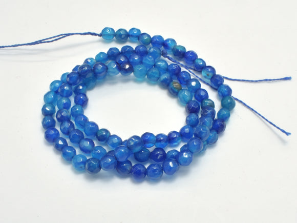 Agate Beads-Blue, 4mm Faceted Round, 15 Inch-Gems: Round & Faceted-BeadDirect