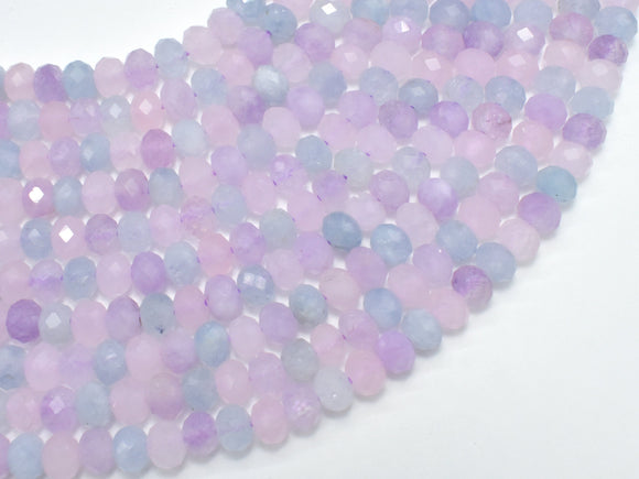 Aquamarine, Lavender Amethyst (Lavender Jade), Rose Quartz, 4x6mm Faceted Rondelle,-Gems:Assorted Shape-BeadDirect