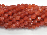 Jade - Orange Red, 8mm Faceted Star Cut Round, 15 Inch-BeadDirect