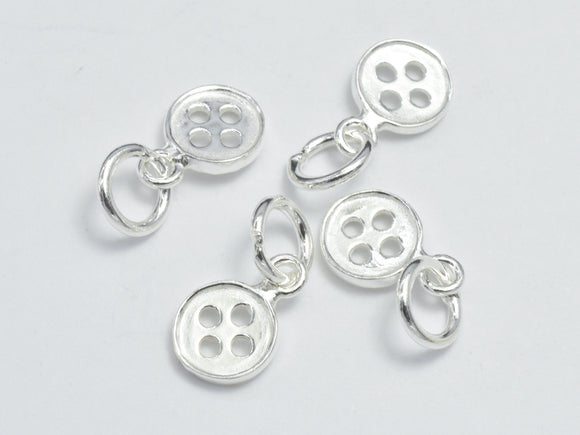 4pcs 925 Sterling Silver Charms, Button Charms, 6.8mm Coin-BeadDirect