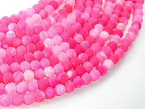 Frosted Matte Agate Beads-Pink, 6mm Round Beads-Agate: Round & Faceted-BeadDirect