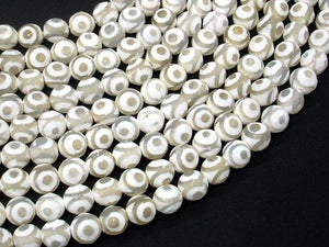 Tibetan Agate Beads, White, 8mm Faceted Round-Agate: Round & Faceted-BeadDirect