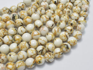 Shell Howlite-White, 6mm (6.5mm)-Gems: Round & Faceted-BeadDirect