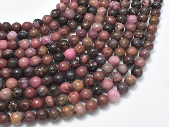 Rhodonite Beads, Round, 6mm (6.5mm)-Gems: Round & Faceted-BeadDirect