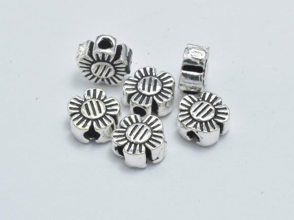6pcs 925 Sterling Silver Beads-Antique Silver, 5mm Flower Beads-Metal Findings & Charms-BeadDirect