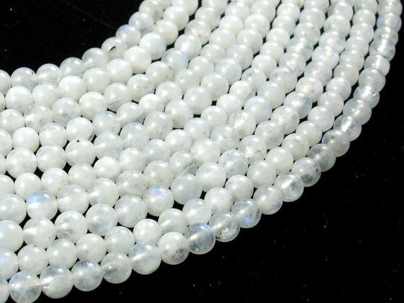 White Moonstone Beads, 4mm (4.2mm) Round Beads-Gems: Round & Faceted-BeadDirect