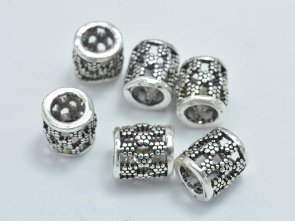 4pcs 925 Sterling Silver Beads-Antique Silver, 5.5x6mm Filigree Tube Beads-Metal Findings & Charms-BeadDirect