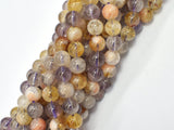 Amethyst, Citrine, 8mm Round Beads, 15 Inch-BeadDirect