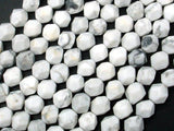 White Howlite Beads, 8mm Star Cut Faceted Round, 14.5 Inch-Gems: Round & Faceted-BeadDirect