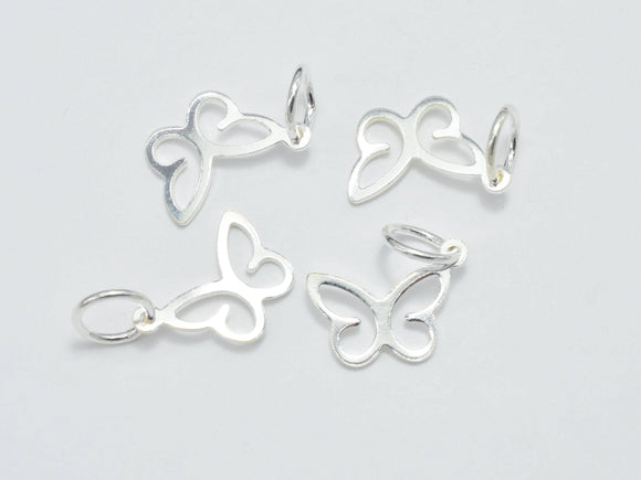 4pcs 925 Sterling Silver Charms, Butterfly Charm, 12x8mm-Metal Findings & Charms-BeadDirect