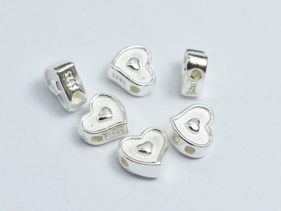 4pcs 925 Sterling Silver Heart Beads, 6x5.5mm-BeadDirect