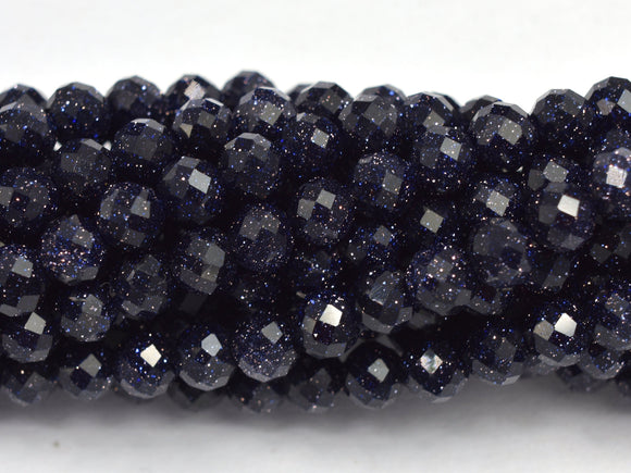 Blue Goldstone 4mm Micro Faceted Round-BeadDirect