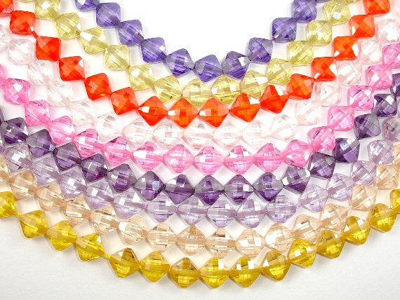 CZ beads, 6 x 6 mm Faceted Diamond-Cubic Zirconia-BeadDirect