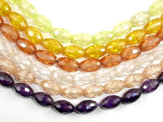 CZ beads, 6 x 9 mm Faceted Rice Beads-Cubic Zirconia-BeadDirect