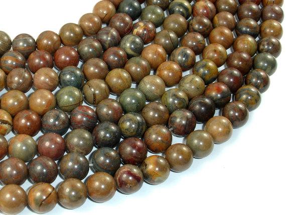 Wealth Stone Jasper Beads, 10mm (9.5mm) Round Beads-Gems: Round & Faceted-BeadDirect