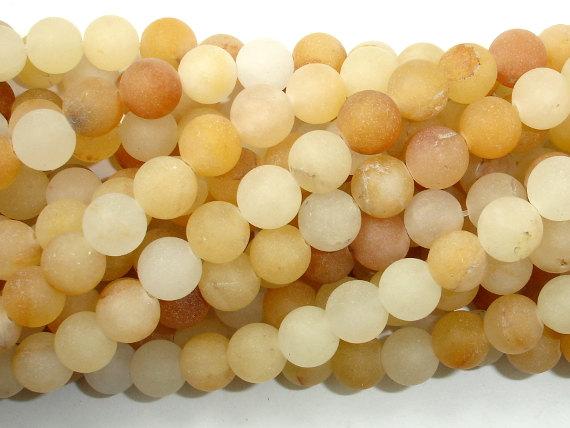 Matte Yellow Jade, 8mm Round Beads-Gems: Round & Faceted-BeadDirect