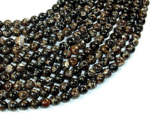 Turritella Agate, Elimia Tenera Fossil Shell, 6mm(6.4mm) Round Beads-Gems: Round & Faceted-BeadDirect