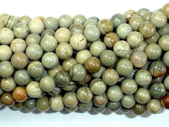 Silver Leaf Jasper Beads, 6mm Round Beads-Gems: Round & Faceted-BeadDirect
