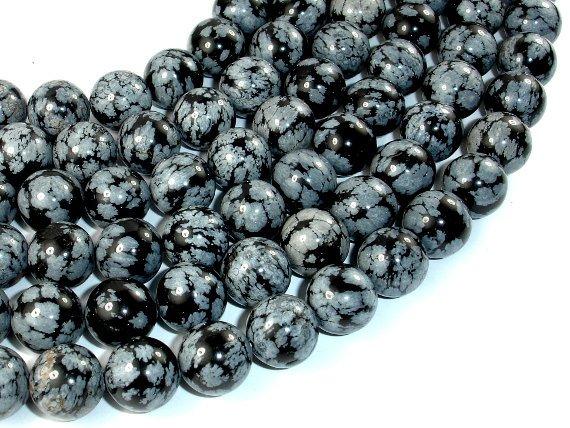 Snowflake Obsidian Beads, 12mm Round Beads-Gems: Round & Faceted-BeadDirect