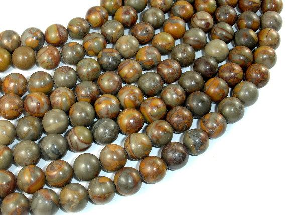 Bamboo Leaf Jasper Beads, 10 mm Round Beads-Gems: Round & Faceted-BeadDirect