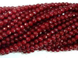 Ruby Jade Beads, 4mm Faceted Round Beads-Gems: Round & Faceted-BeadDirect