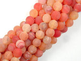 Frosted Matte Agate Beads, Orange, 10mm Round Beads-Agate: Round & Faceted-BeadDirect