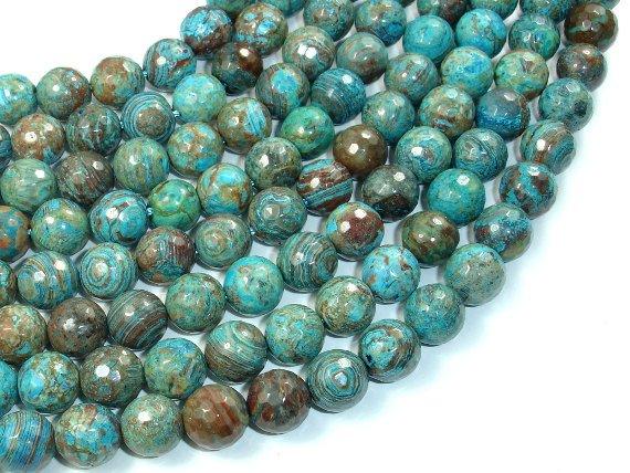 Blue Calsilica Jasper Beads, 10mm Faceted Round Beads-Gems: Round & Faceted-BeadDirect