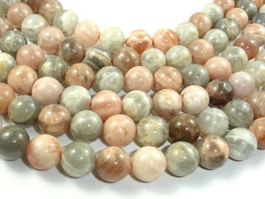 Peach / Gray Mix Moonstone, 12mm Round Beads,-Gems: Round & Faceted-BeadDirect