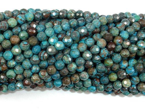 Blue Calsilica Jasper Beads, 4mm Faceted Round Beads-Gems: Round & Faceted-BeadDirect