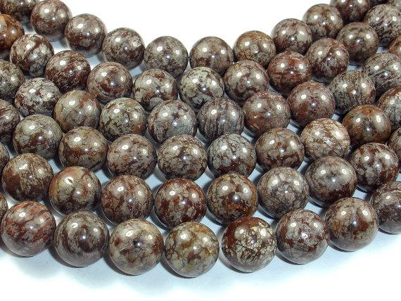 Brown Snowflake Obsidian Beads, 12mm Round Beads-Gems: Round & Faceted-BeadDirect