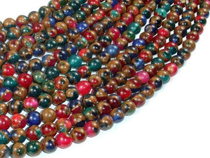 Mosaic Stone Beads, Multicolor, 6mm Round Beads-Gems: Round & Faceted-BeadDirect