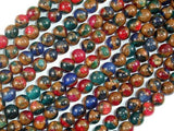 Mosaic Stone Beads, Multicolor, 6mm Round Beads-Gems: Round & Faceted-BeadDirect
