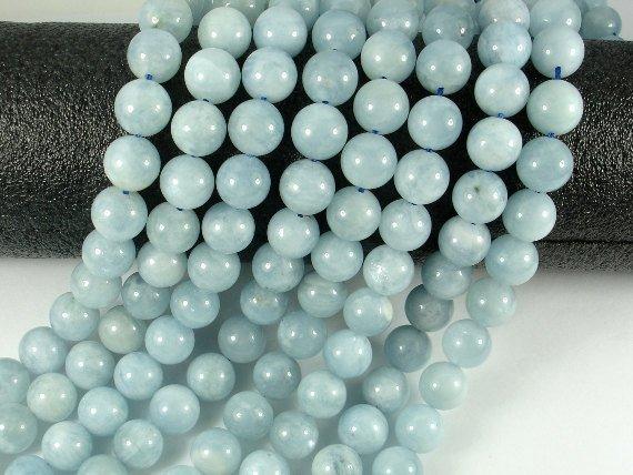 Genuine Aquamarine Beads, 10mm Round Beads-Gems: Round & Faceted-BeadDirect