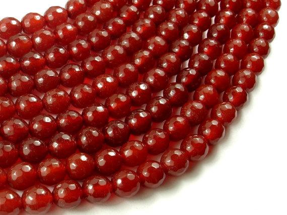 Carnelian Beads, 8mm, Red, Faceted Round Beads-Gems: Round & Faceted-BeadDirect