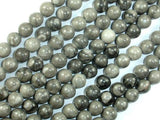 Black Fossil Jasper Beads, 8mm(8.3mm) Round Beads-Gems: Round & Faceted-BeadDirect